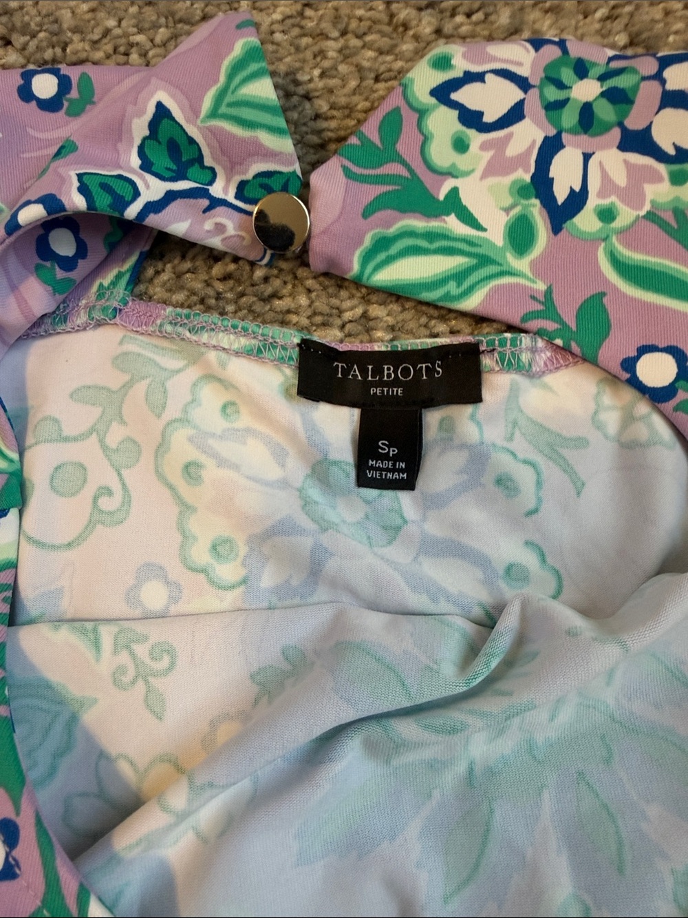 Talbots Sp Performance Lavender Dress with , green, and navy floral print-$16 - Picture 4 of 6